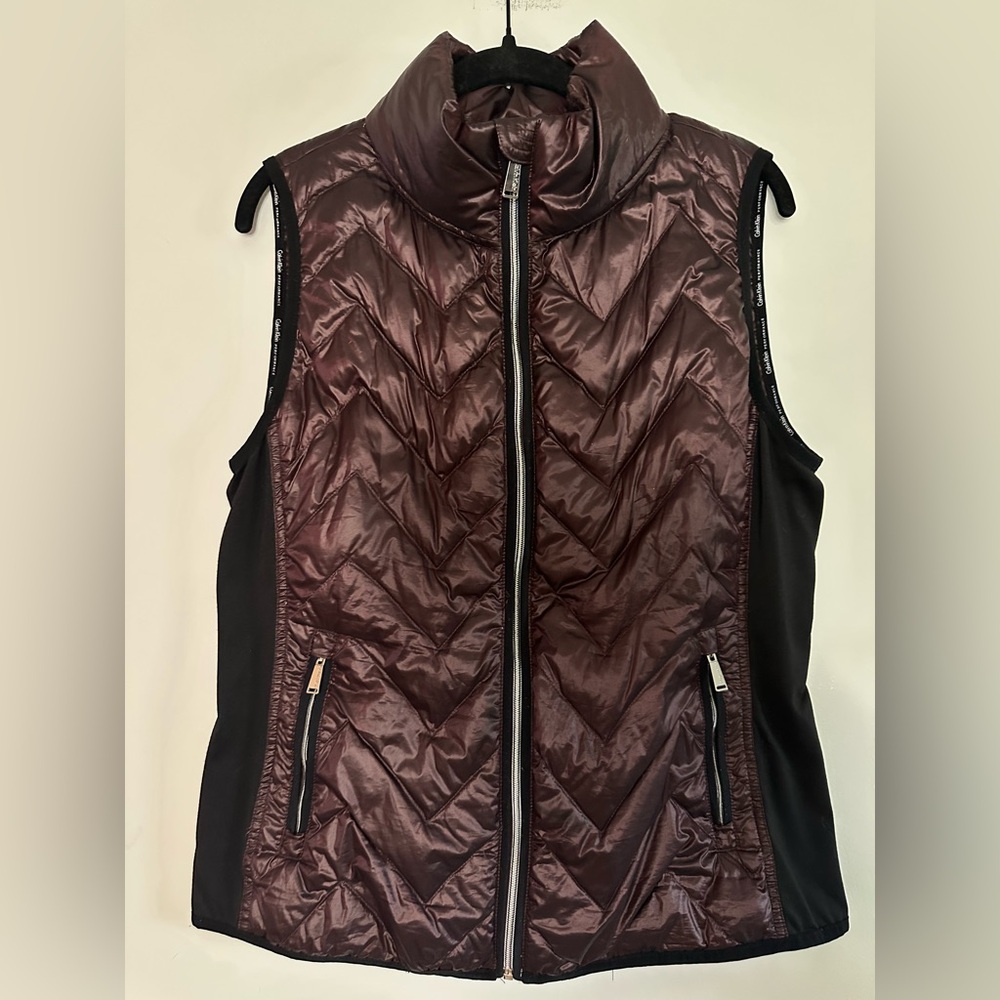 Calvin Klein Burgundy & Black Quilted Vest (L)